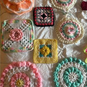 Vintage Colorful Crochet Squares Set